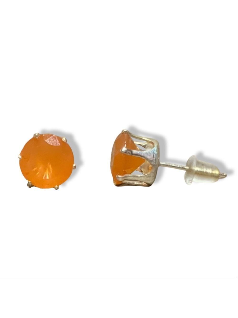 Stunning Gold Tone Orange Stud Earrings